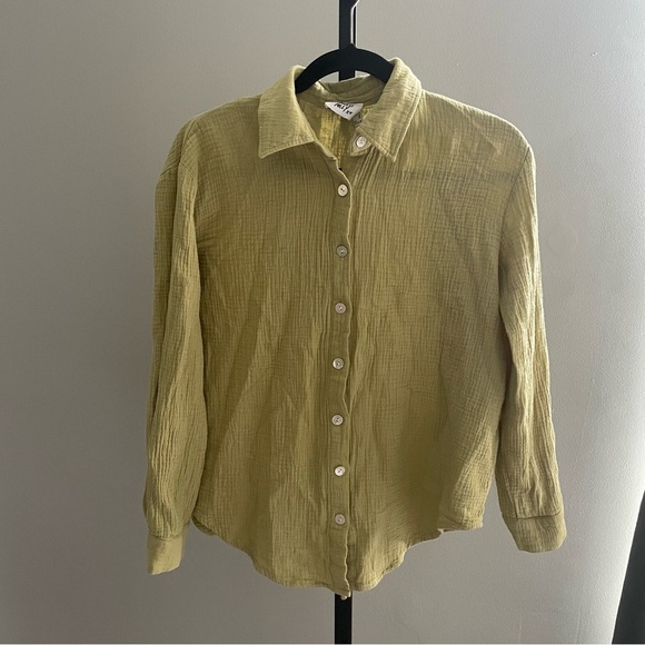 Princess Poly Sage Green Gauzy Cotton Button Down Set Size XS - Picture 3 of 11